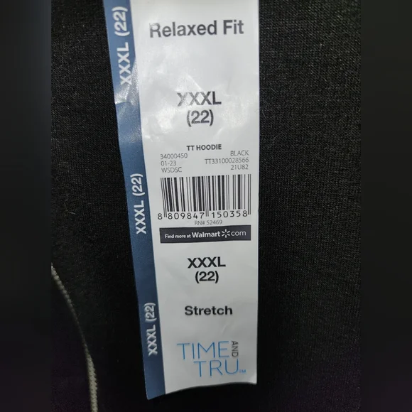 Time and Tru Black Ladies Zip Front Hoodie - Picture 2 of 2